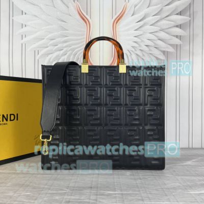 Replica Fend1 Black FF Sunshine Tote Bag Medium Size